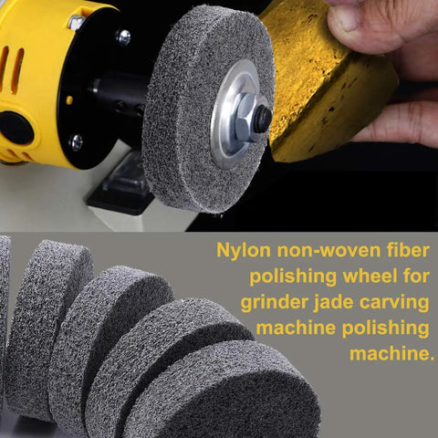 No Hassle Quick Swap Fiber Buffing Discs For Bench Grinder, 75mm nylon pads for polishing stainless steel.