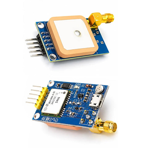 Two Pack NEO 7M GPS Module Bundle With SMA Antenna Interface For Arduino STM32 C51 3V3 And 5V TTL, top and bottom view