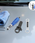 Cordless Rivet Nut Setter Tool Kit for Metal with components on car hood