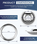 Dimensions of 6-inch drip pans and burner rings from Chrome Stove Drip Pan Set With Burner Rings For GE And Hotpoint Stoves.