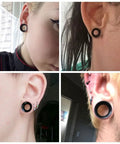 All In One Ear Stretching Kit 14G To 00G With 50 Pieces Acrylic Tapers Silicone Tunnels Plugs Gauges Expander Set For Piercing Jewelry For Men And Women Starter Pack black ear tunnels on stretched lobes