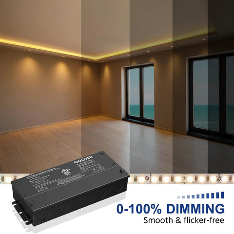 100W Dimmable LED Driver 12V AC To DC Power Supply For LED Lights Triac And 0-10V Dimming IP67 Waterproof UL Listed Compatible With Lutron And Leviton Dimmers