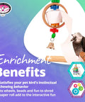 Tape Dispenser Bird Toy With Cardboard Bagel And Machine Paper, Chewable Shredding Components, Sensory Bell, Perfect For African Grey Parrots And Cockatoos, Large Bird Size 14x5 Inches, High Energy Mental Stimulation And Fun.