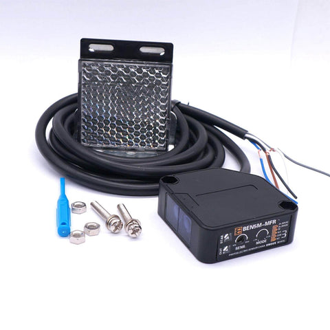 Indoor Wall Mounted Photoelectric Beam Sensor With Dual Voltage 12 To 240 VDC And 24 To 240 VAC, Retroreflective Proximity Switch