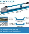Heavy Duty Manual Double Groove Rail Cutter With Fifty Centimeter Ruler, sharp steel blades and product size details.