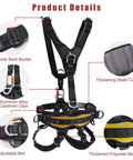 Full Body Climbing Harness With Inverted Capability, Thickened Waist Cushion, Five Gear Rings for Any Angle, CE Certified and EN361 EN358 EN813