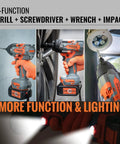Bingoway 1/2 Inch Brushless Cordless Impact Wrench 900Nm High Torque 21V Electric Power Tool Kit with LED light and battery.