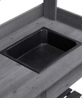 Outdoor Potting Bench Table All In One Garden Workstation with removable black sink insert in weather resistant gray fir wood finish