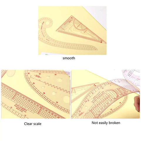 French Curved Ruler For Sewing Beginners showing clear scale and smooth surface for dressmaking and patchwork projects.