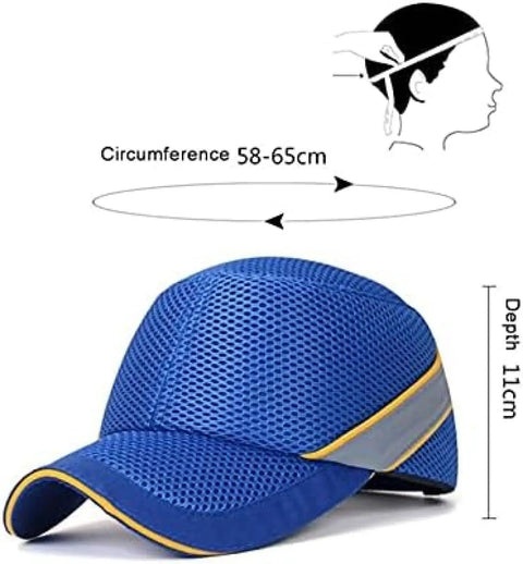 Worksite Safe Protective Helmet With Bump Cap Inner Shell Lightweight Baseball Hat Style, 58-65cm, breathable net cloth.
