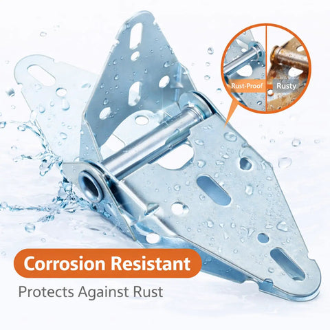 Rock Solid 14 Gauge Heavy Duty Galvanized Steel Garage Door Hinge Number One Replacement Hardware with protective zinc coating.