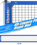 Backyard Volleyball Net Set With Pro Grade Sturdy Winch No Sagging Tension For A Tight Competitive Play, close-up of net material and size.