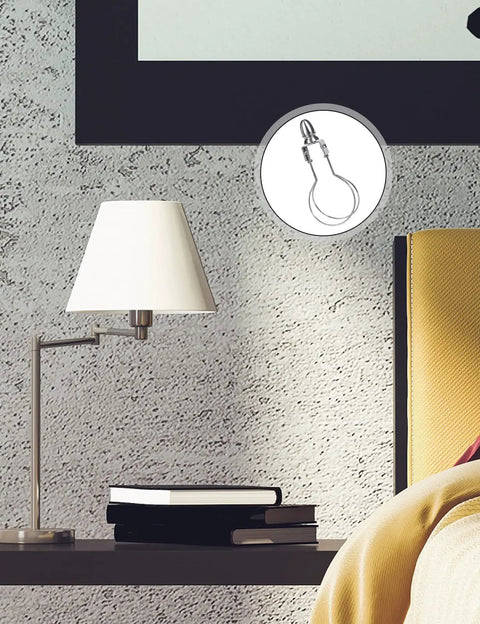 Clip On Lampshade Adapter Kit With Harp Holder And Finial Support, Easy No Harp Needed For Direct Shade Mount, shown in room setting