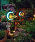 Stars Moon Solar Lights Outdoor Garden Decor Crackle Glass Globe Led Waterproof Landscape Lighting for garden pathway