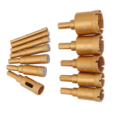 Get The Ultimate 12-Piece Hole Saw Kit With M10 Drill Bits For Ceramics Brick And Glass Plus Dry Wet Drilling Capability Using High Speed Steel Core Bits In Sizes From 6-35MM Perfect For Pros And DIYers Akin To A Total Game Changer, 12 HSS core bits
