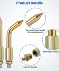 7-piece brass grease gun needle tip kit with curved and straight tips, adapters and connectors for tight spaces
