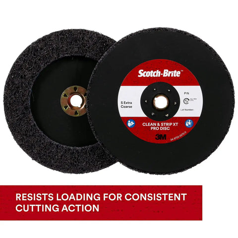 SiC Extra Coarse Pro Disc For Metal Quick Rust Paint And Coating Removal With Reengineered Fiber, two discs showing texture and label
