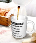 Funny Tech Support Checklist Coffee Mug for Help Desk Heroes, Perfect Gift for IT Professionals, 11oz ceramic cup pouring coffee
