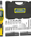 Pro Grade Digital Torque Screwdriver Kit With Three Point Five To Seventy Point Eight Inch Pound Range And One Percent Accuracy For Bike Repair Electronics And Scope Mounting With Buzzer And LED Alerts Plus S2 Bits displayed with case and tools
