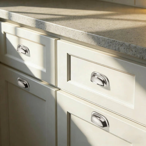 10 Pack Kitchen Cup Cabinet Handles Two Point Five Inch Spacing Polished Nickel Drawer Pulls Durable Zinc Alloy Hardware