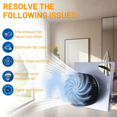 Upgrade Motor Assembly For 676D 2676F A S97015157 resolving issues in bathroom with operating fan, airflow shown