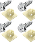 Top Tier Stainless Steel License Plate Screws Bolted Up With Heavy Duty Nylon Inserts, hex head fasteners and nylon clips.
