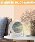 Compact Ceramic Heater With Fast 1000W Heating And Fan Modes, Mini Personal Space Heater on table in cozy indoor setting