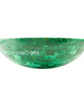 Side view of Straight Up Stunning Malachite Green Vessel Sink With Nonporous High Gloss Finish for bathroom or kitchen use.