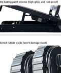Heavy Duty Electric Stair Climbing Hand Truck Dolly For Moving Furniture Effortlessly Haul Heavy Load Up And Down Stairs With Lithium Battery Power showing rubber tracks and motor detail.