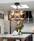 Six Light Dining Room Chandelier Over Table With Adjustable Height, Dope Black Farmhouse Drum Pendant Light For Living Room Or Bedroom