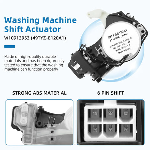 Washer Shift Actuator Replacement For Whirlpool Maytag Kenmore Amana And More W10597177 W10913953 VP2 Compatible Upgraded 49tyze120a1