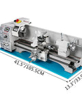 Powerful 1100W Metal Lathe Machine With Brushless Motor And Infinitely Variable Speed Control Up To 3000 RPM Compact Benchtop Tool for Precision Machining shown with LED display and MT5 spindle.