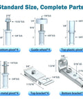 Slick Bifold Closet Door Hardware Kit As Heavy Duty Bi fold Sliding Accordion Door Repair Parts components showing steel parts and nylon rollers.