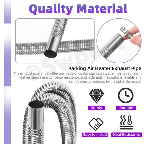 One Inch Stainless Steel Diesel Heater Exhaust Pipe Kit 39 Inch Long With Two Clamps 25mm Inner Diameter, high-quality material