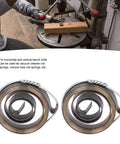 Rapid Return Drill Press Quill Spring Coil 8mm shaft, 35mm length, premium spring steel for benchtop drills, shown in workshop use.