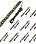 Rock Solid Heavy Duty Surge Protector Power Strip With Twelve Wide Space Outlets And A Hella Long Extension Cord showing 12 outlets and a long cable.