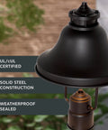 Bayport 1 Light Outdoor Post Lantern in bronze finish, showing solid steel construction and weatherproof seal.