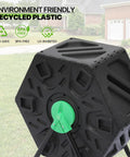 80 Gallon Outdoor Compost Bin BPA Free Material All Season Durable Yet Lightweight, showing close-up of vented black plastic structure.