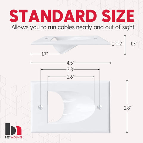 Two Pack Wall Plate Cable Pass Through With Bracket In Wall Cable Management Kit dimensions and standard size features