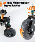 Heavy Duty 8 Inch Gate Wheels Rock Solid 360 Swivel Casters with spring suspension and 800 lb capacity for gates.