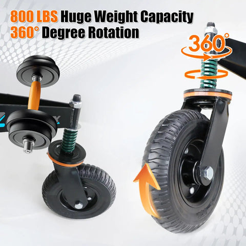 Heavy Duty 8 Inch Gate Wheels Rock Solid 360 Swivel Casters with spring suspension and 800 lb capacity for gates.