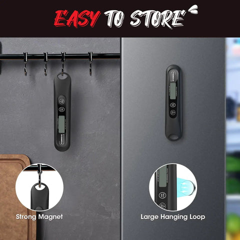 Digital Meat Thermometer Instant Read In 3 Seconds With Backlit Display And Magnetic Mount Foldable Probe in storage view