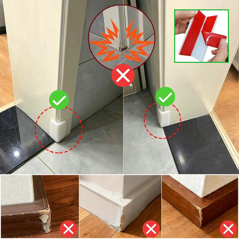 White Rubber Corner Protectors Self Adhesive Baseboard Guards shown preventing wall damage in high traffic areas, showcasing installation benefits.