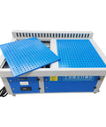 Metal Working Downdraft Dust Collector Vacuum With Side Suction Plate For Welding And Grinding 2 Dust Removal Drums Heavy Duty Workbench Dust Extraction System 3KW 220V Industrial Grade Cleanup For Metalworking Shop, blue steel top