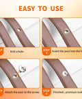 Guided steps for using Heavy Duty Black Chicago Binding Screws Assorted Kit for leather projects, showing installation process.