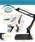 Dope 15X Magnifying Glass Desk Lamp With Metal Base 360 Degree Rotatable Aluminum Arms Five Color Modes And Ten Brightness Levels