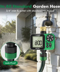Oversized LCD Sprinkler Timer For Outdoor Hose Faucet, No Fuss Programmable Watering System with Brass Inlet attached to faucet