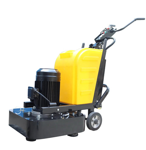 Electric Concrete Floor Grinder for Wet and Dry Grinding, Beast Mode Polisher with yellow 40L tank and black base