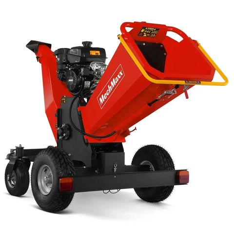 6 Inch Wood Chipper Shredder Mulcher With Kohler 429cc 14HP Gas Engine, Electric Start, 4 Wheels, Tow Bar, Model B150 Red