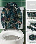 Toilet Seat Elongated Resin for Bathroom Replacement with mushroom design, grip-tight bumpers, and stainless steel hinges.